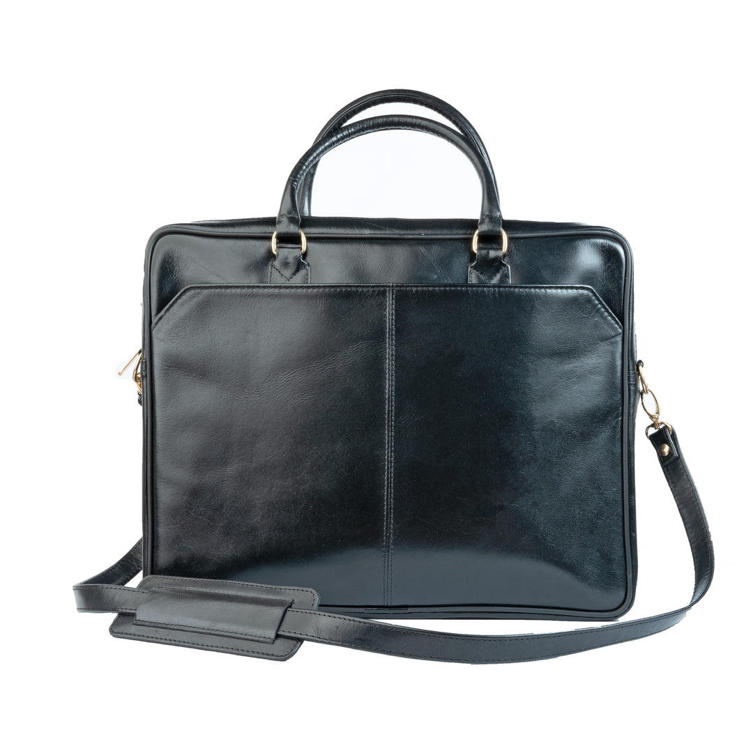 Premium Oil Pull Up Laptop Bag, Black