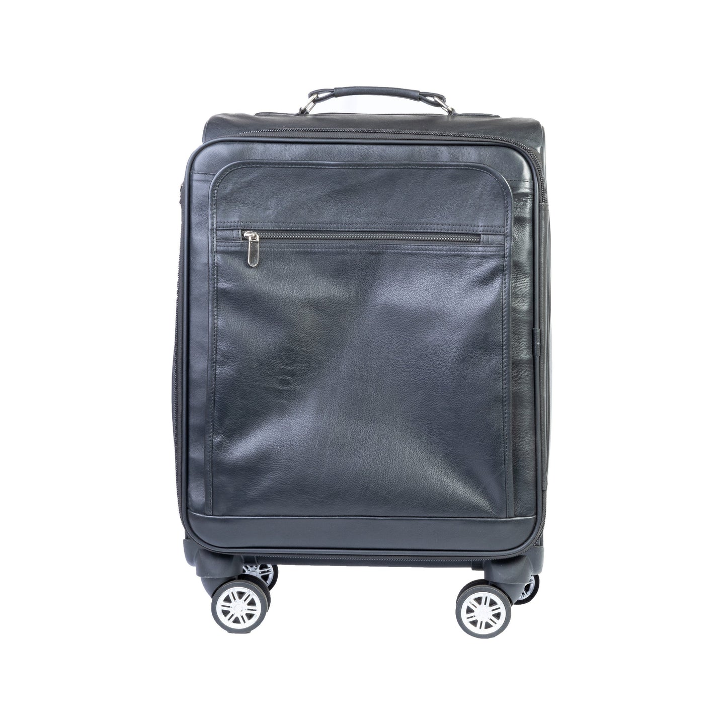 Premium Leather Cabin Trolley Bag, Black