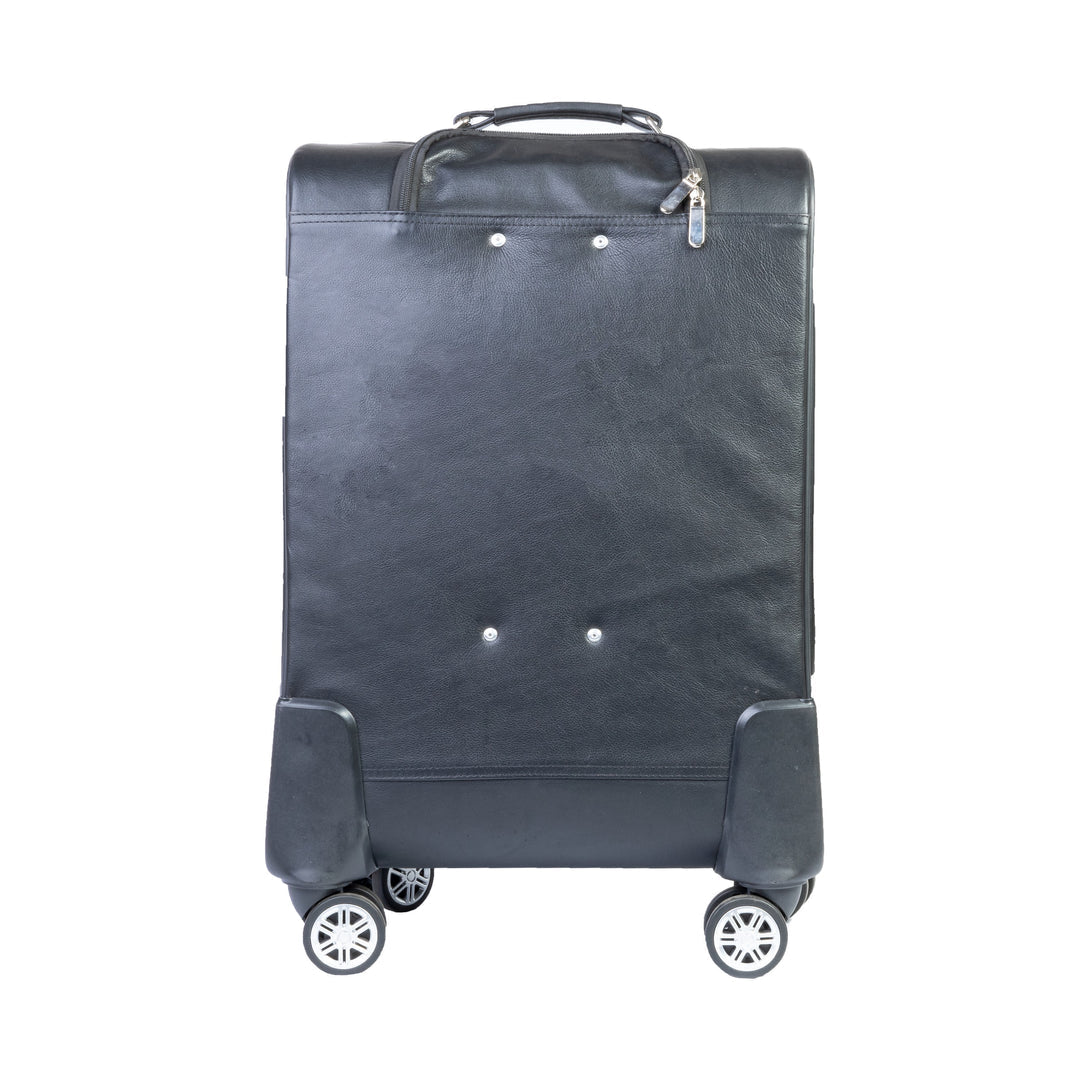 Premium Leather Cabin Trolley Bag, Black