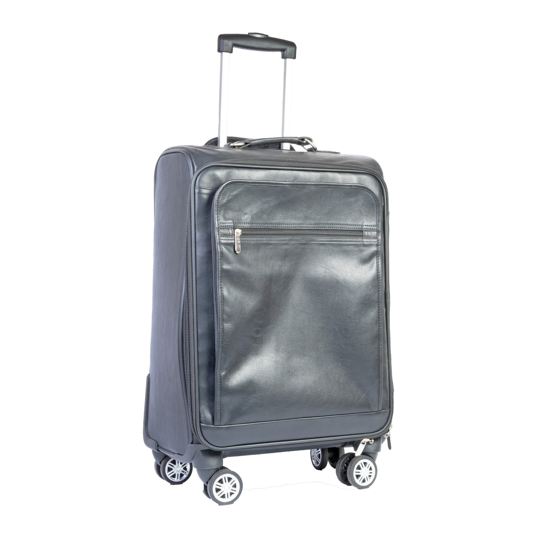 Premium Leather Cabin Trolley Bag, Black