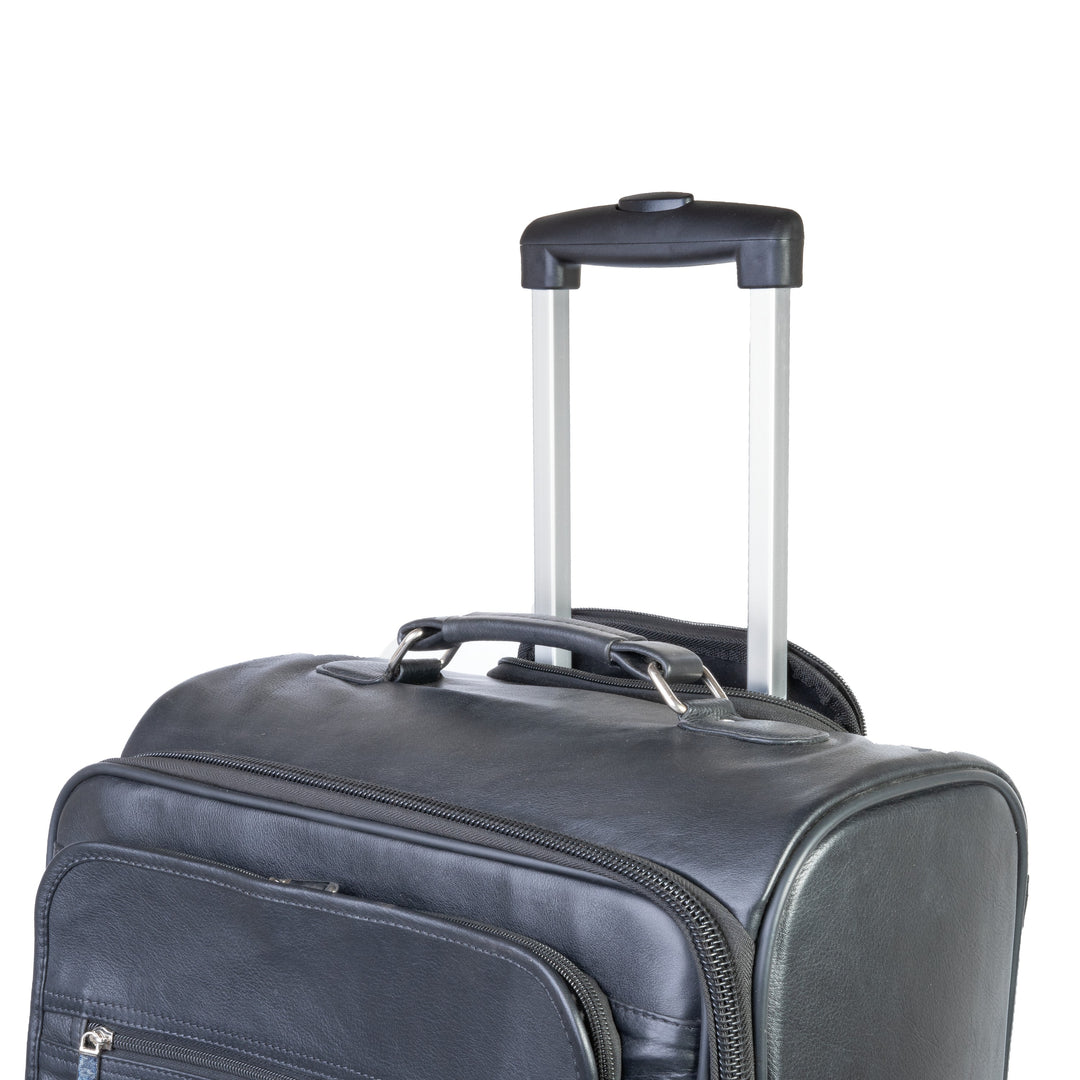 Premium Leather Cabin Trolley Bag, Black