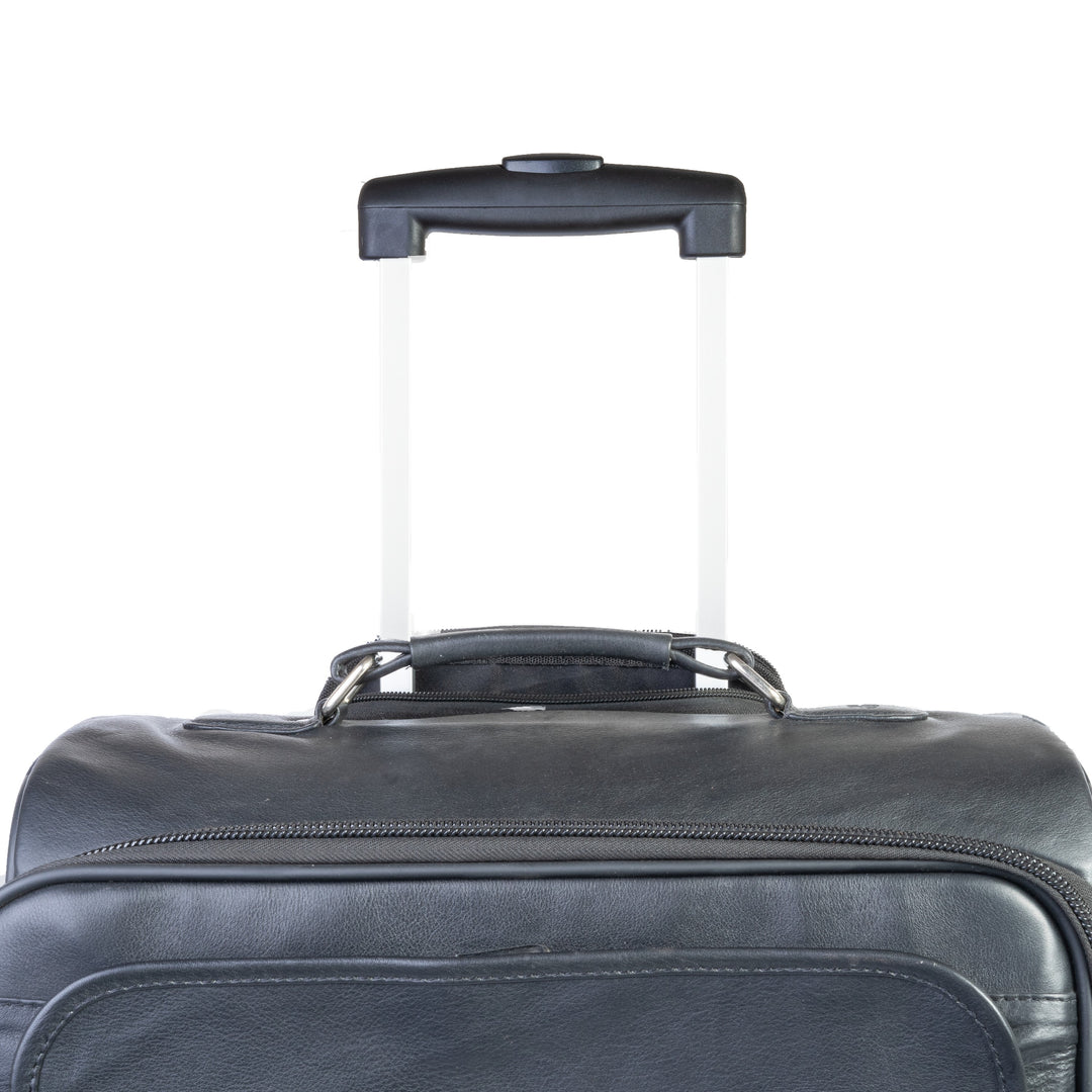 Premium Leather Cabin Trolley Bag, Black
