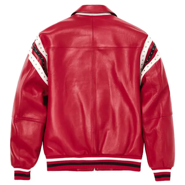 Pelle Pelle Red and Black Zip Bomber Leather Jacket