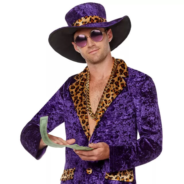 Pimp Named Slickback Costume Purple Men