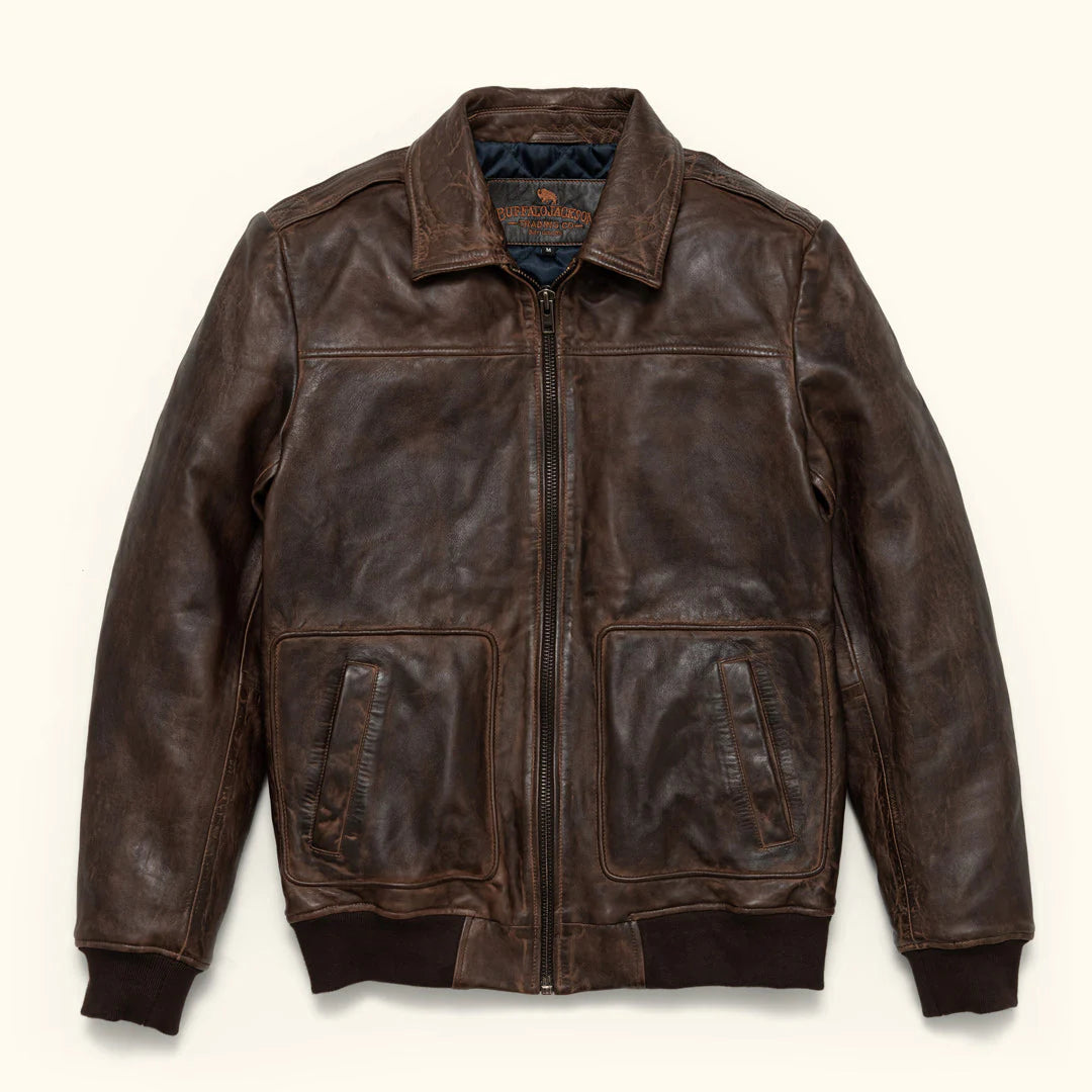 Vintage Brown Distressed Leather Jacket - Zing Apparel