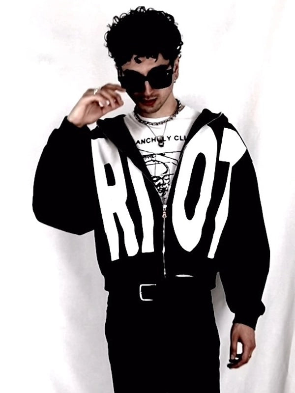 Riot Black Zip-Up Hoodie