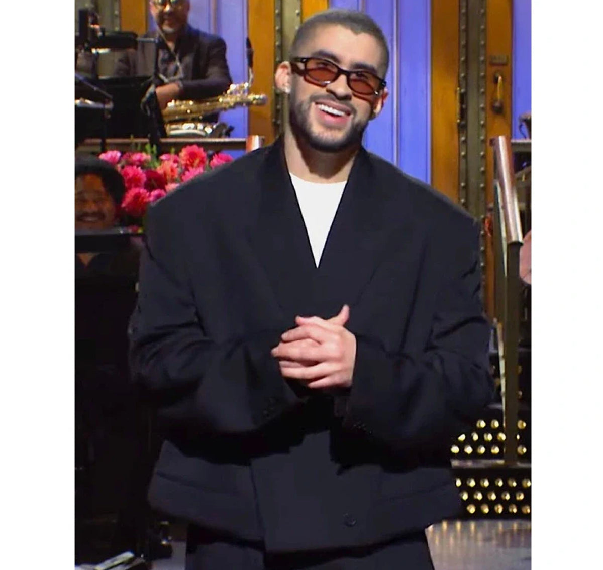 SNL-2023-Bad-Bunny-Black-Oversized-Suit