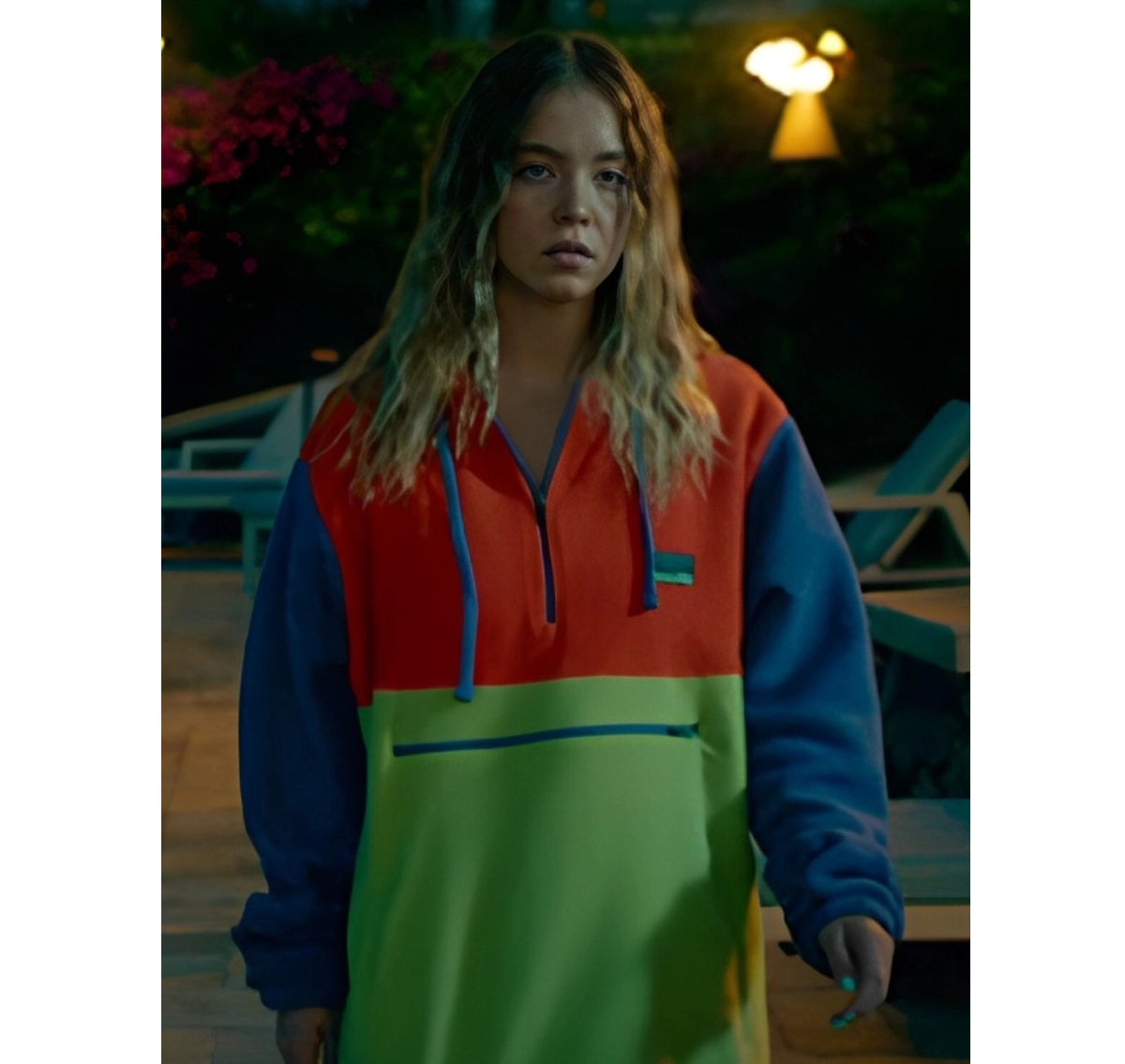 The_White_Lotus_Sydney_Sweeney_Colorblock_Hoodie_Sale