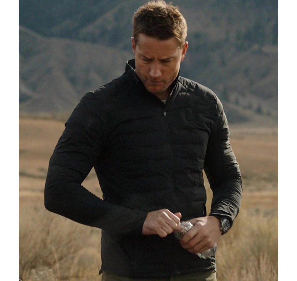 Tracker-justin-hartley-black-Puffer-Jacket