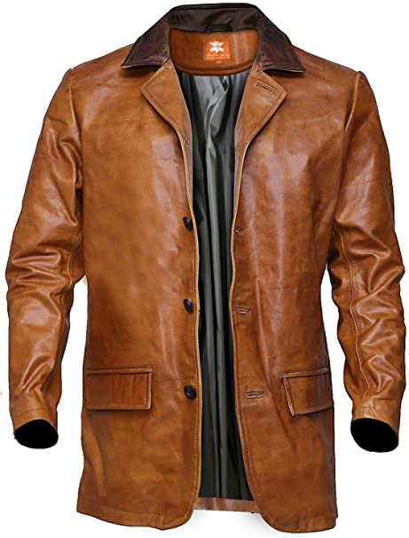 Western Tan Leather Blazer Men, Brown Zing Apparel
