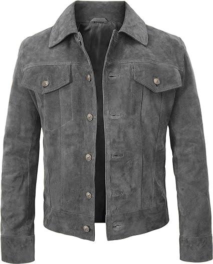 Trucker Suede Leather Jacket, Multi