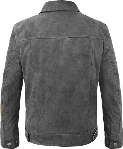 Trucker Suede Leather Jacket, Multi