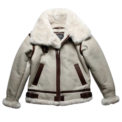 White Shearling Jacket For Winter B3 - Warmth Jacket