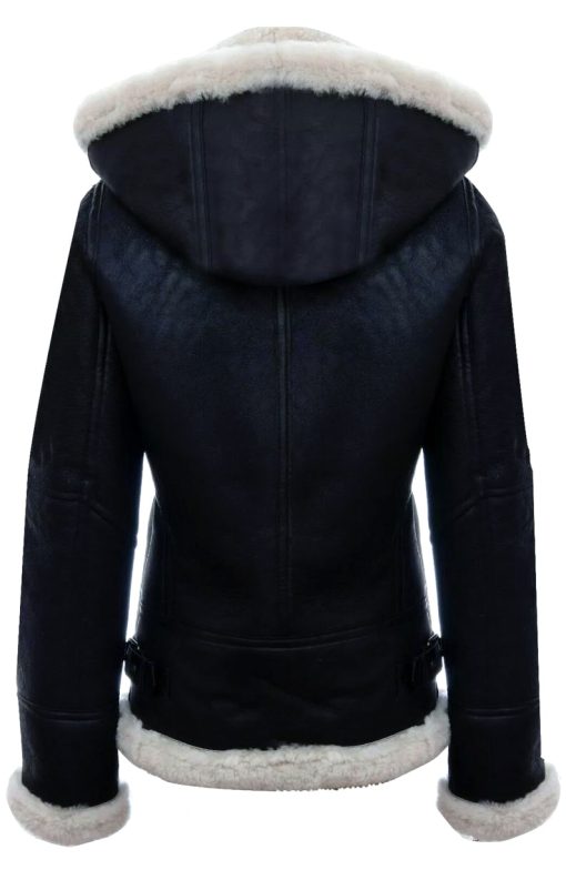 B-3 Premium Black Leather Bomber Shearling Jacket