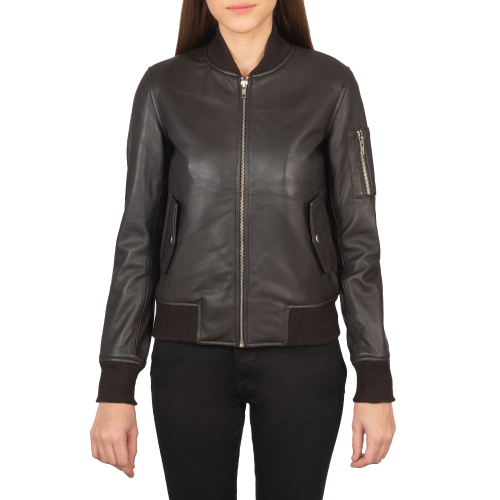 Shane Brown Leather Bomber Jacket Women Zing Apparel