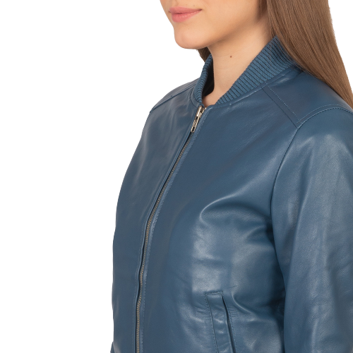 Bomber Jacket Women, Sapphire Leather Jacket