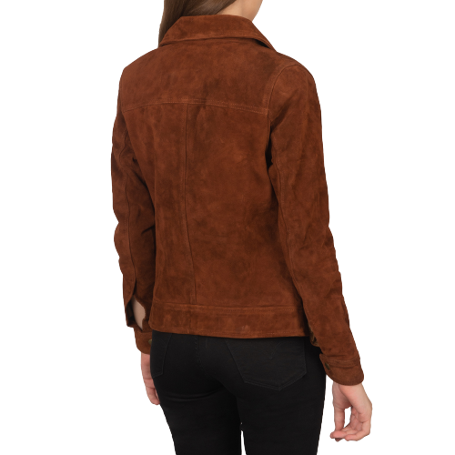 Suzy Trucker Suede Jacket Women, Brown Zing Apparel