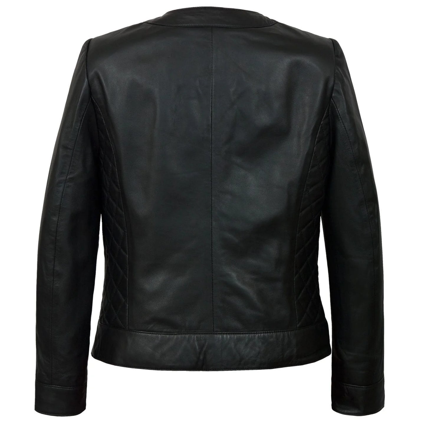 Biker Quilted Leather Jacket Women, Black
