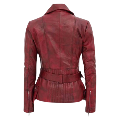 Brando Distressed Women Biker Jacket, Brown Zing Apparel