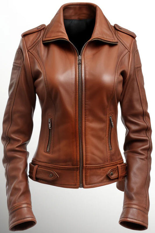 Womens-Real-Brown-Leather-Jacket