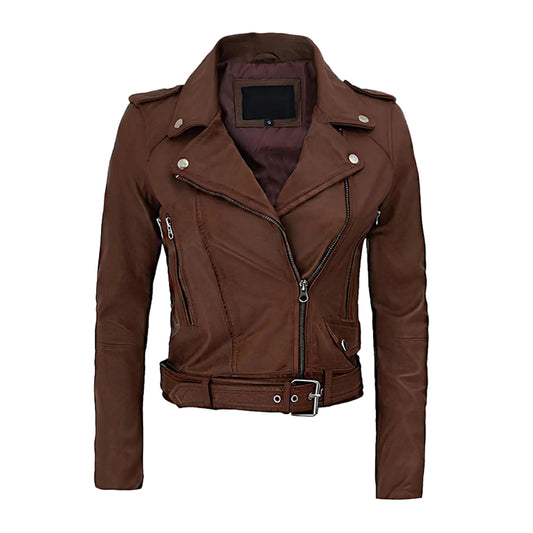 Womens_Motorcycle_Slim_Fit_Brown_Biker_Classic_Jacket