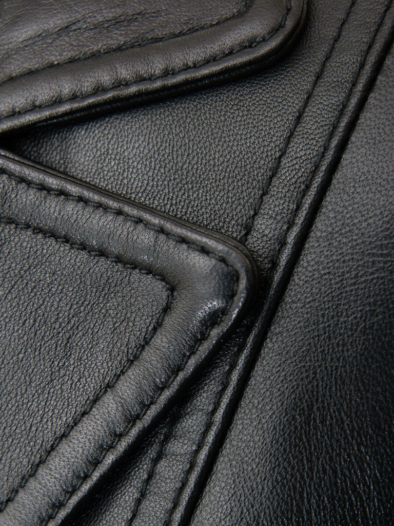 Lambskin Leather Blazer Women Black
