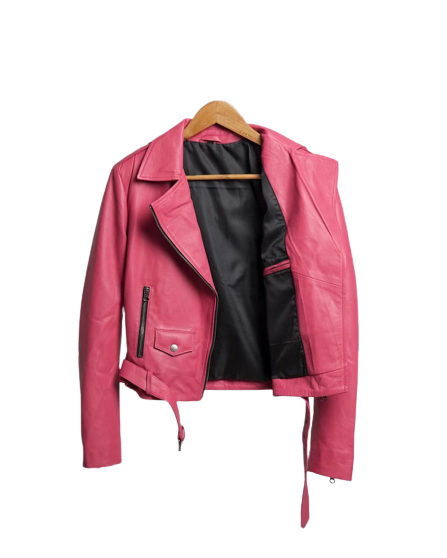 Womens Barbie Doll Pink Leather Jacket Zing Apparel