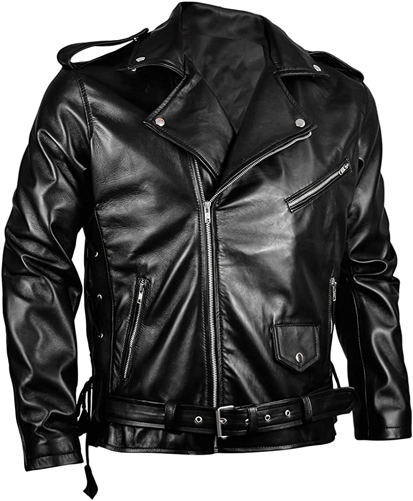 Black Brando Style Leather Jacket