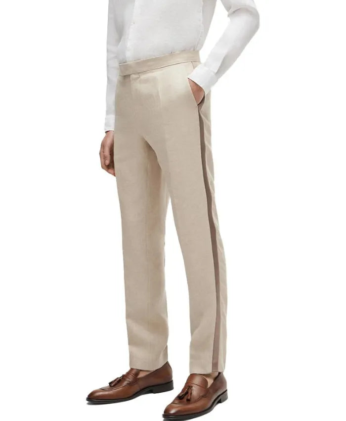 David Trendy Beige Wedding Suit