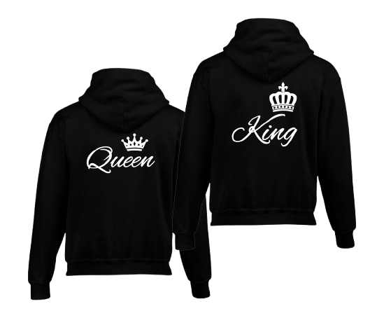 black king and queen hoodies