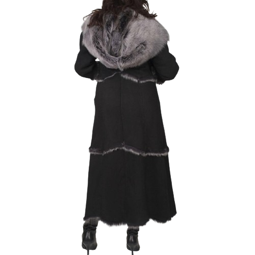 Black Shearling Leather Jacket For Women