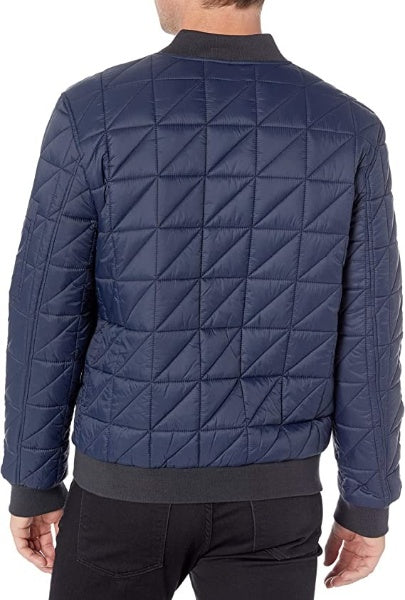 Cotton Quilted Puffer Jacket Men, Blue
