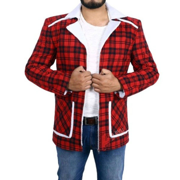 Ryan’s Checkered Cotton Jacket With White Shearling