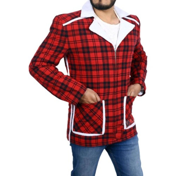 Ryan’s Checkered Cotton Jacket With White Shearling