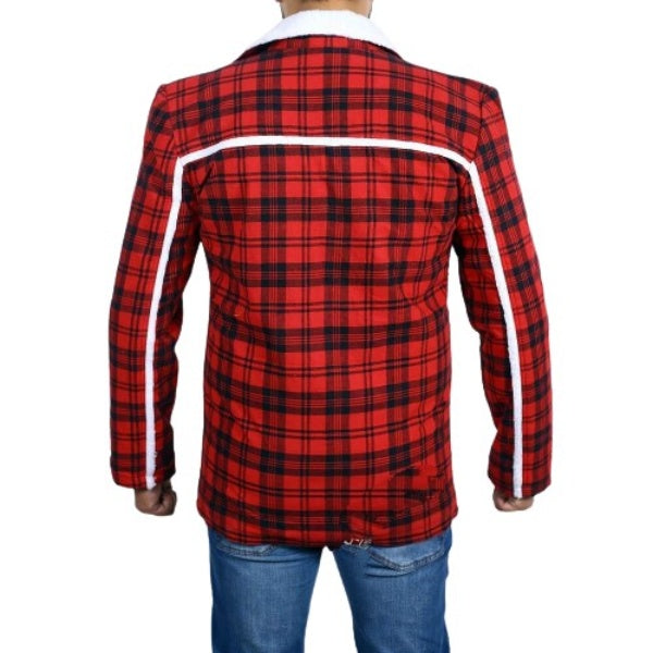 Ryan’s Checkered Cotton Jacket With White Shearling