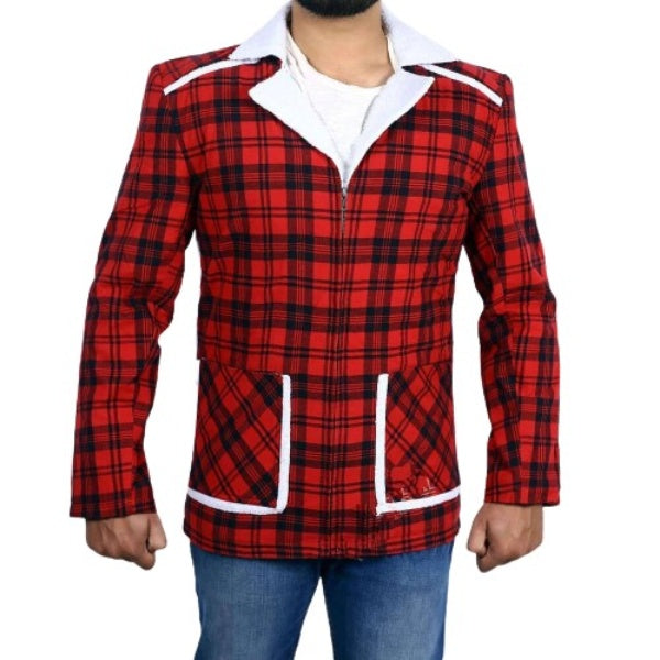 Ryan’s Checkered Cotton Jacket With White Shearling