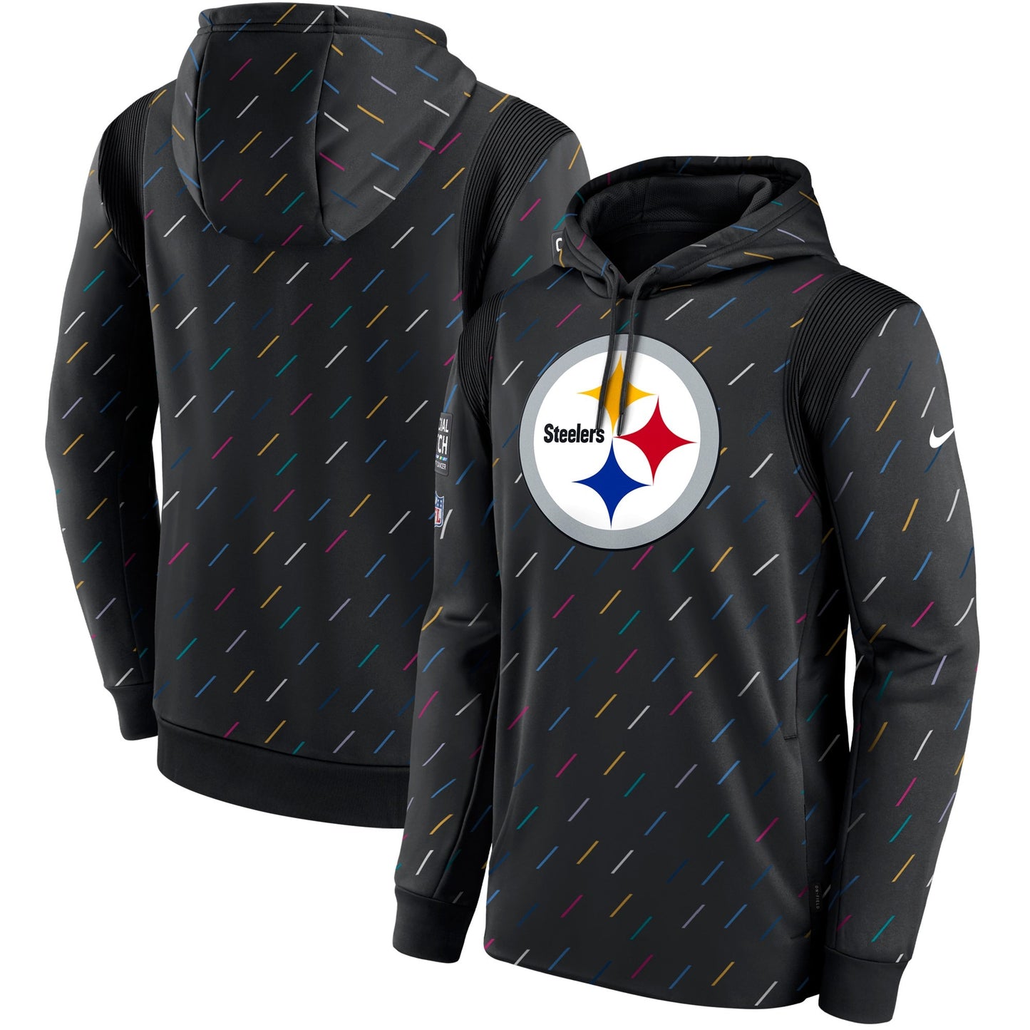 mens nike charcoal pittsburgh steelers nfl crucial catch therma pullover hoodie