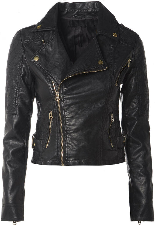 Women Biker Jacket, Black Leather Jacket Zing Apparel