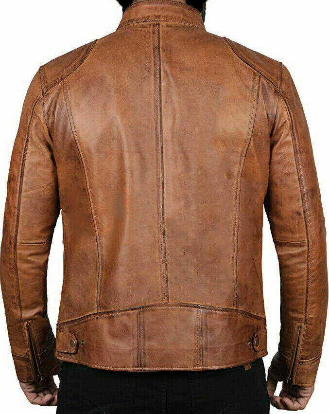 Genuine Lambskin Vintage Leather Biker Jacket