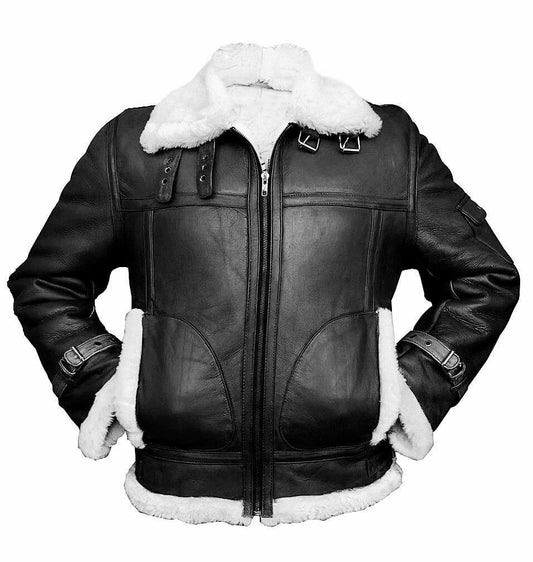 Mens B3 Black N White Shearling Jacket
