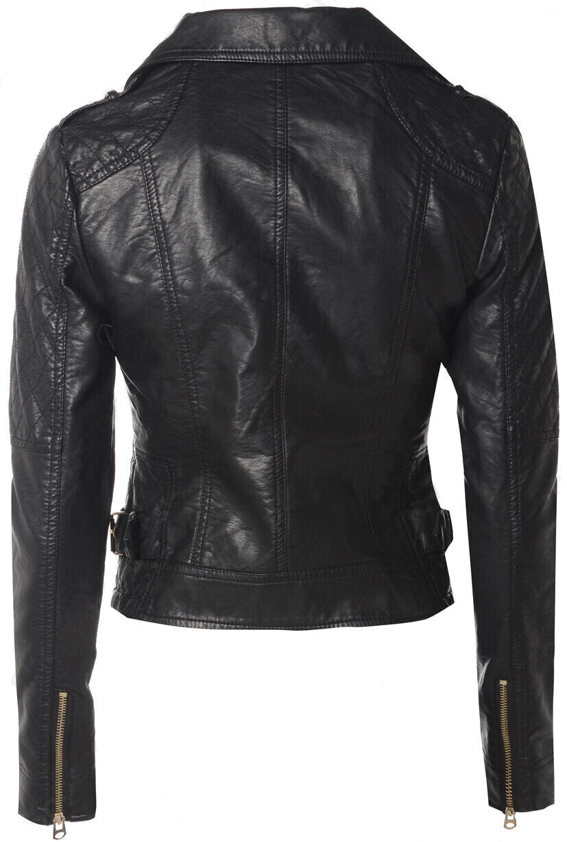 Women Biker Jacket, Black Leather Jacket Zing Apparel