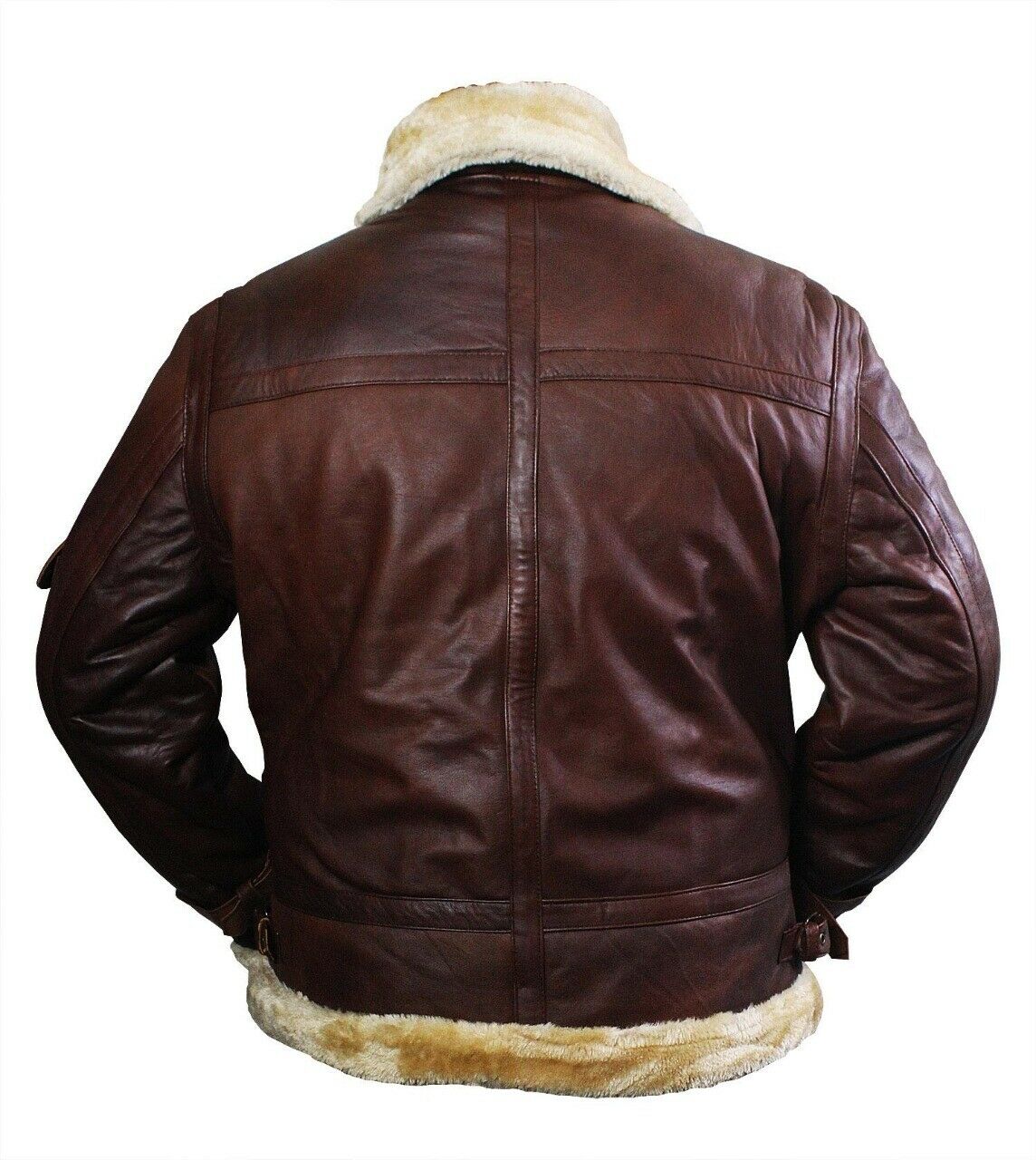 Brown Shearling Bomber Jacket in Sheepskin For Men