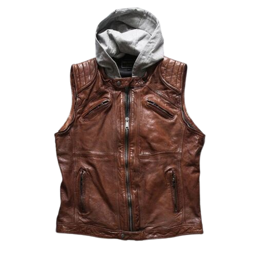 Japanese Retro Leather Vest Men Black