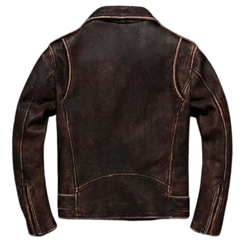 Vintage Brown Men American Biker's Leather Jacket Plus, Back
