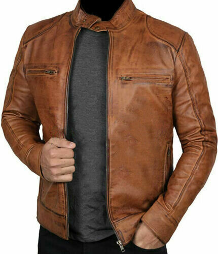 Genuine Lambskin Vintage Leather Biker Jacket