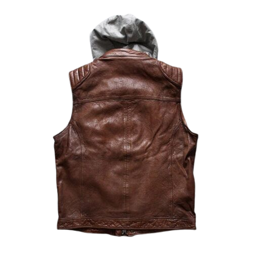 Japanese Retro Leather Vest Men Black