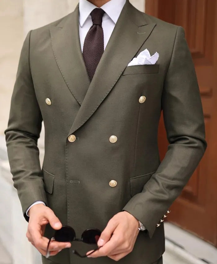Two Piece Military Green Suit