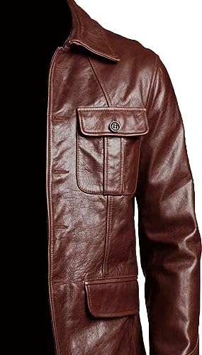 Vintage Leather Blazer Men, Chocolate Brown