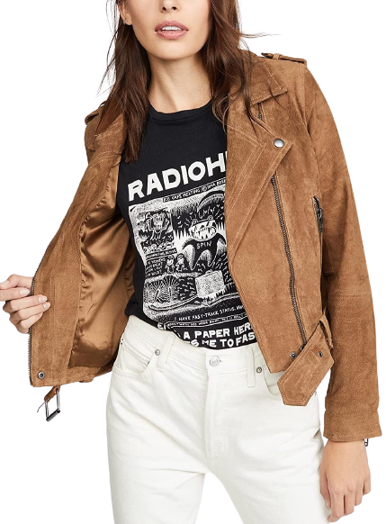 Zipper Suede Jacket Women, Brown