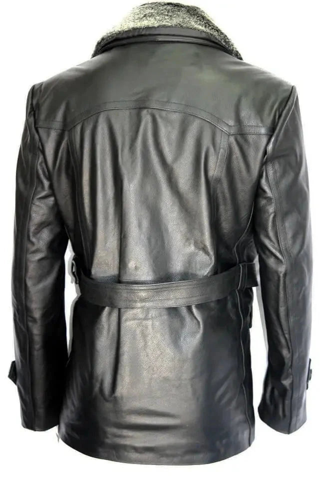 German Submarine Black Cow Shearling Leather Jacket Zing Apparel